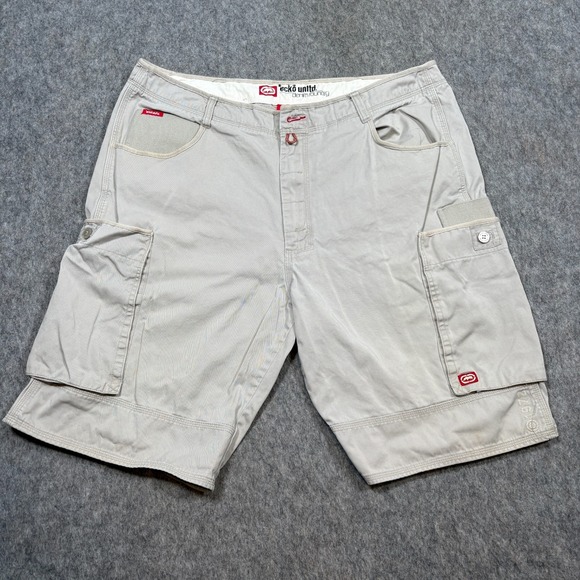 Ecko Unltd. Other - ecko unltd Cargo Shorts Men's Size 40 Vintage Baggy Cream Tan Outdoor Travel Y2K